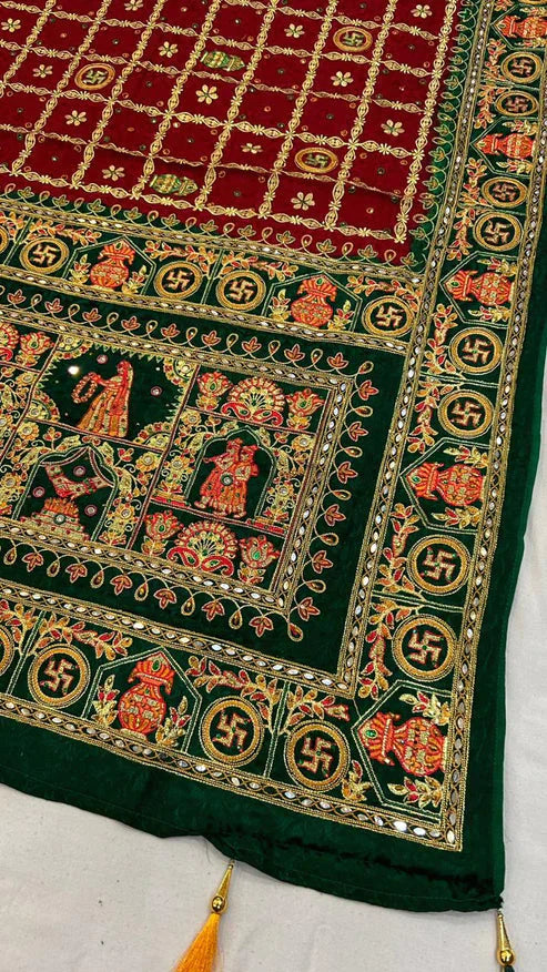 Pure Gajji Silk Hand Bandhej Garchola Sarees with Eye Catching Thread Embroidery