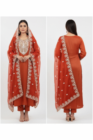 Orange Kurta & Pant with Dupatta – Radiance Redefined