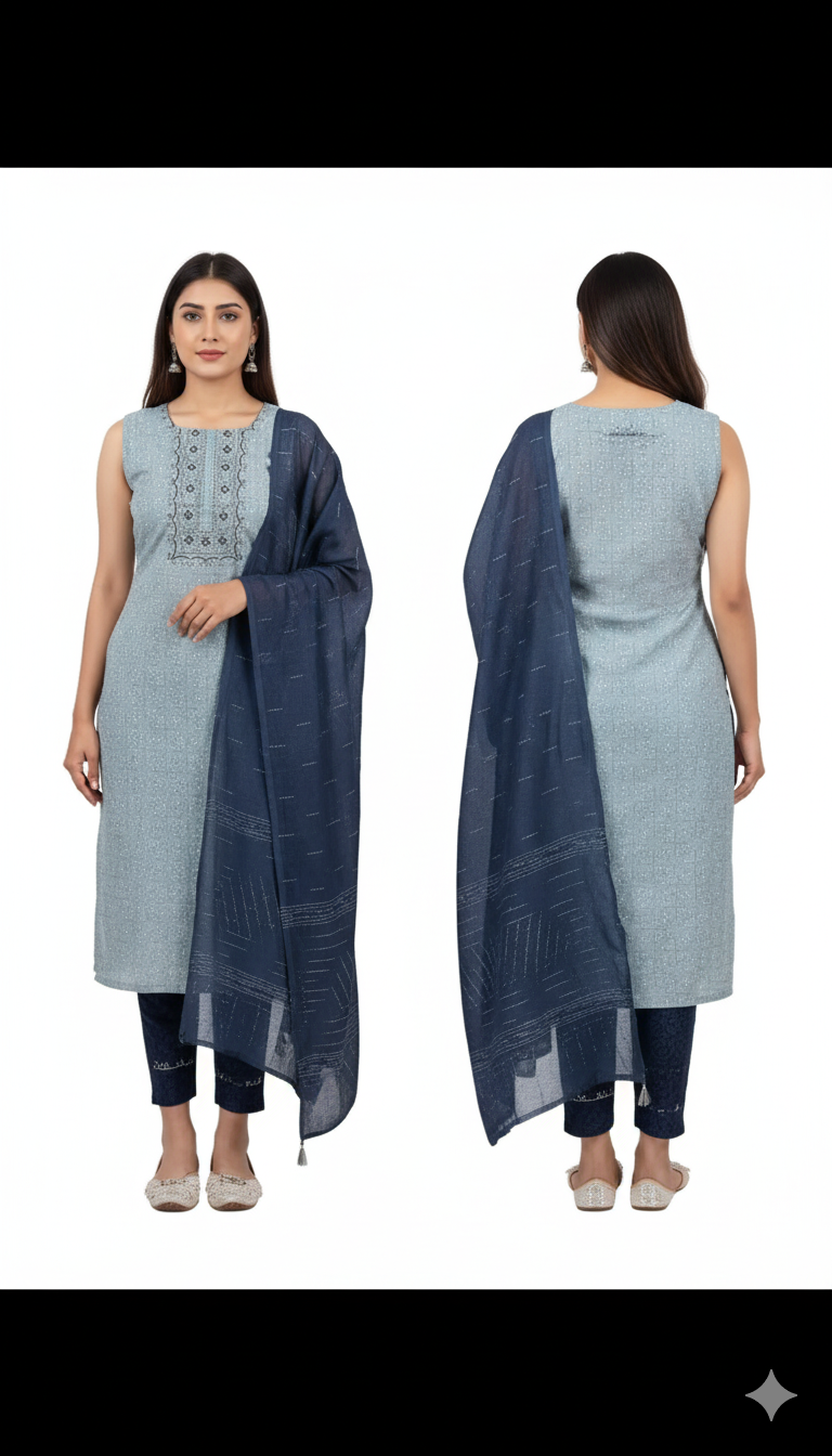 Timeless Elegance: Ethnic Motifs Printed Kurta with Trousers & Dupatta