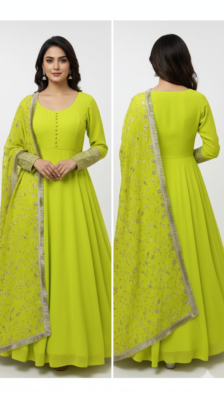 Floral Embroidered Regular Pure Cotton Kurta with Palazzos & Dupatta – Elegant Ethnic Ensemble for Women