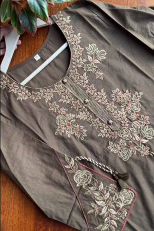 Embellished Cotton Blend Straight Suit Set With Dupatta