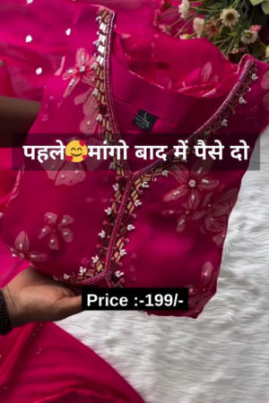 Organza Hand Work Unstitched Suit With Havy  Shantoon Bottom