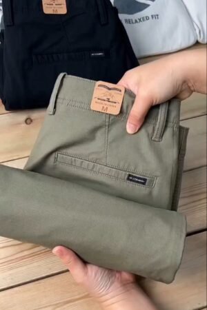 Men’s Beige Slim-Fit Cotton Chino Pants