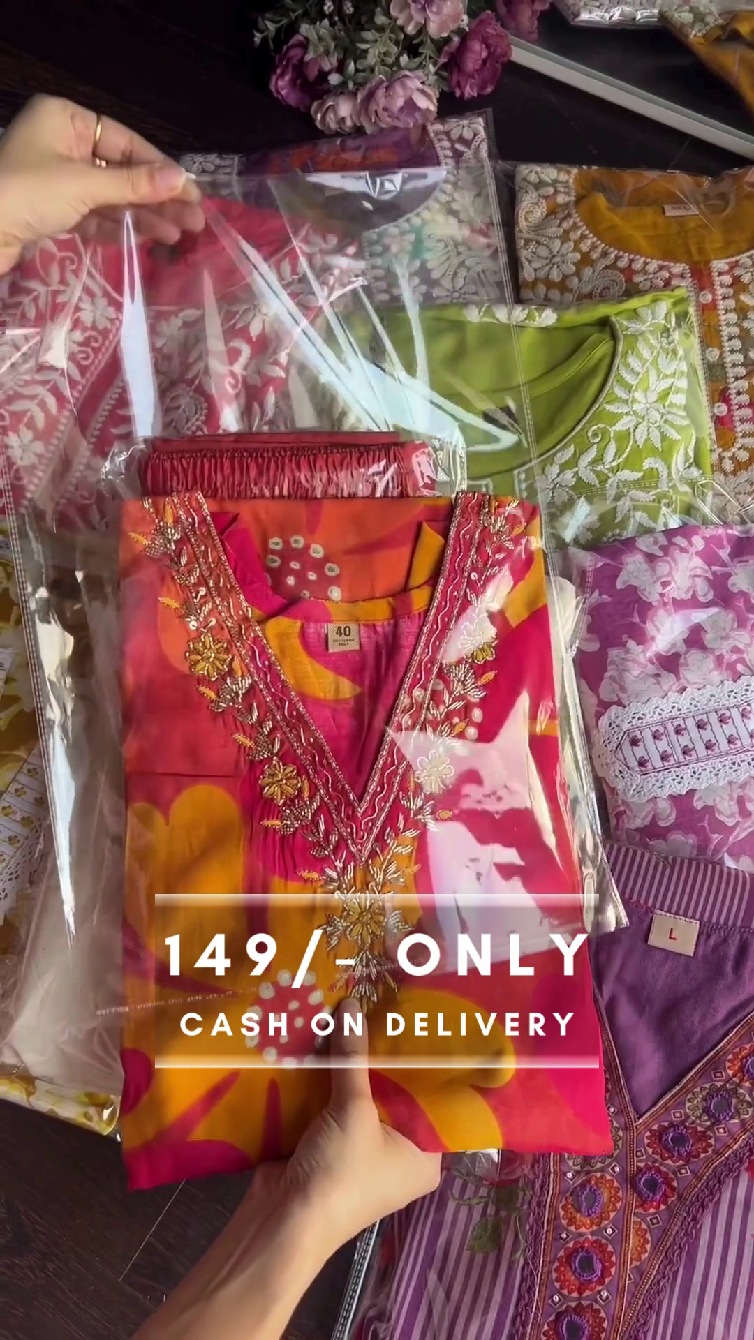 Vibrant Floral Chikankari Fusion Kurta Set